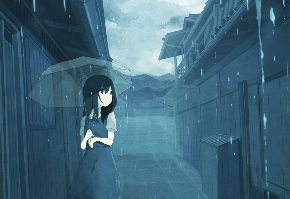 Anime Girl With Umbrella In Rain Wallpapers