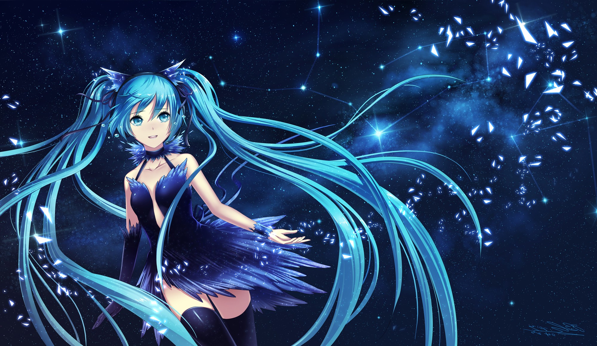 Anime Girls Blue Dress Wallpapers