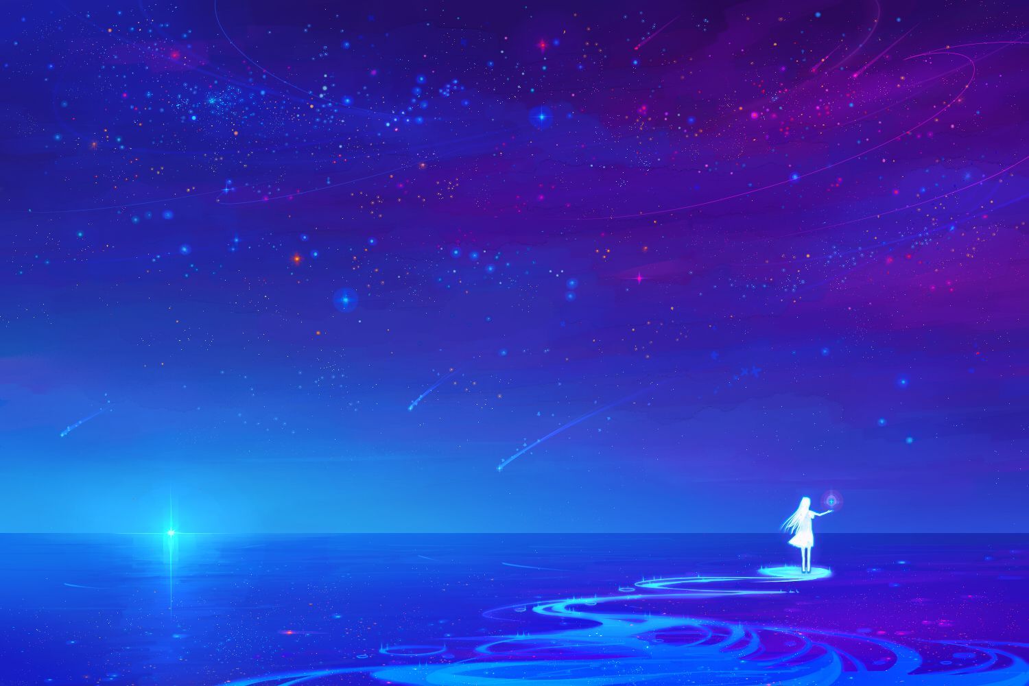 Anime Ocean Night Wallpapers