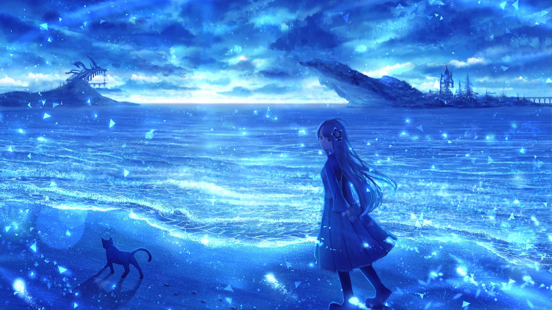 Anime Ocean Night Wallpapers