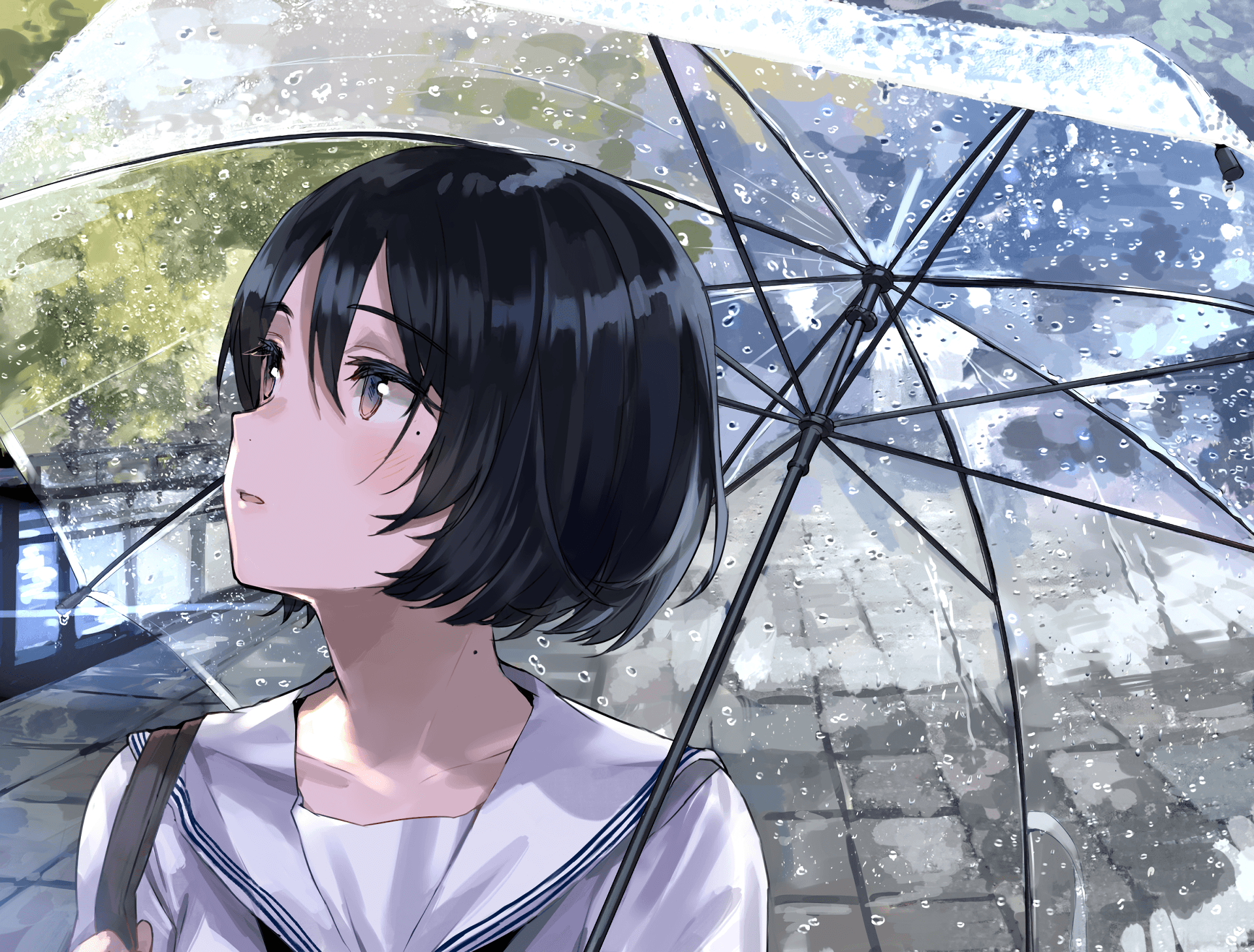 Anime Rain Girl Umbrella Wallpapers