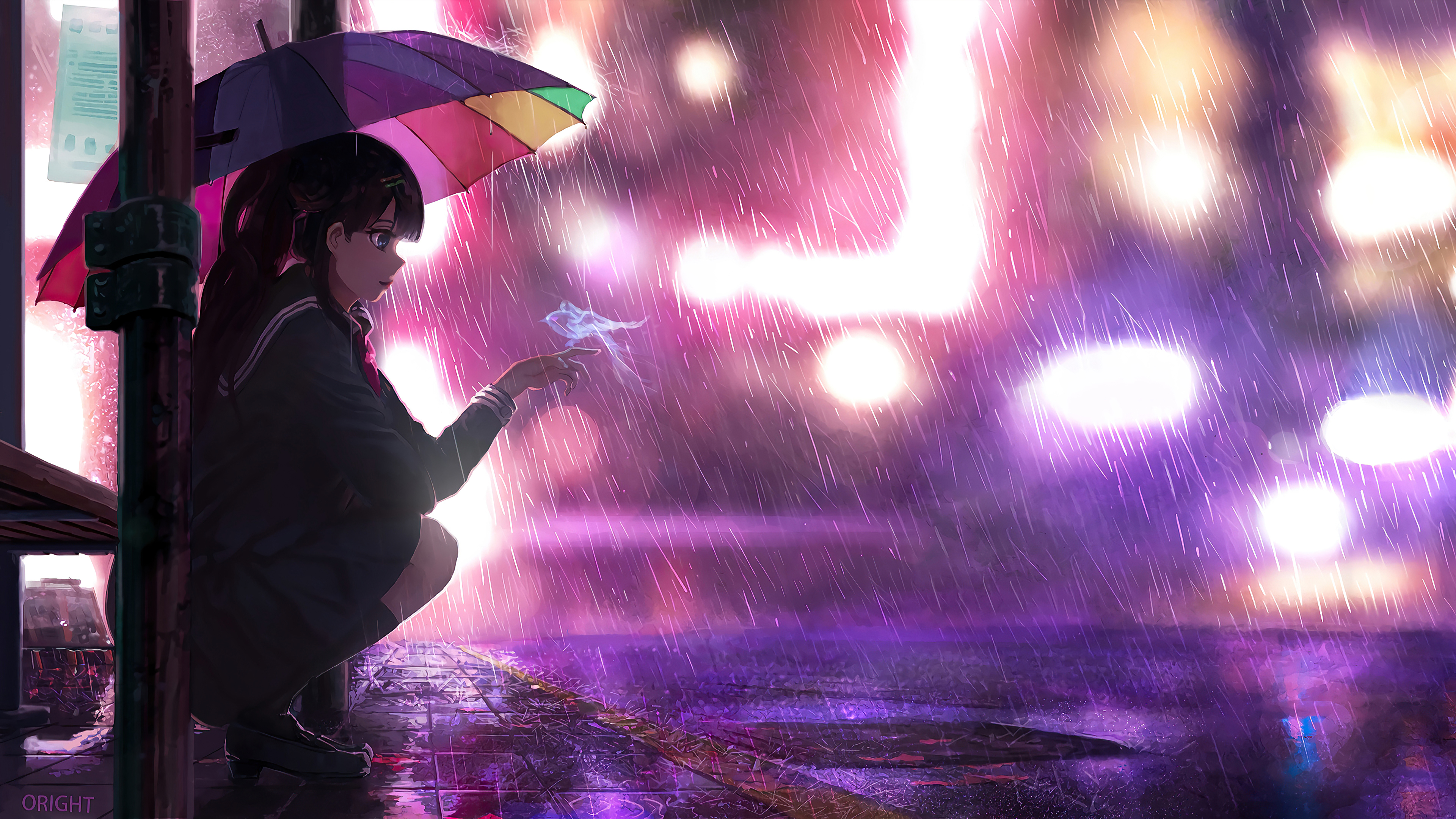 Anime Rain Girl Umbrella Wallpapers