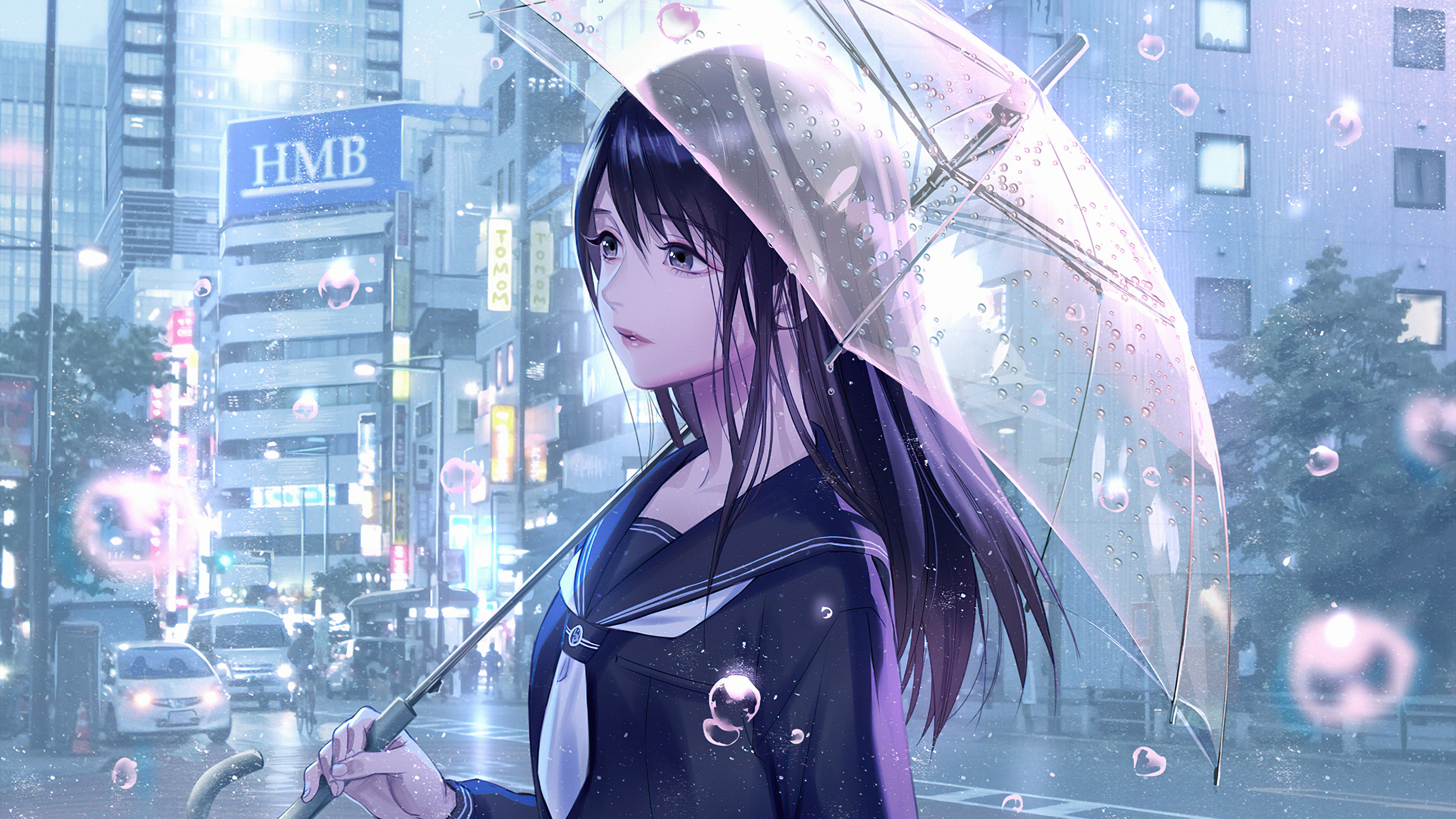 Anime Rain Girl Umbrella Wallpapers