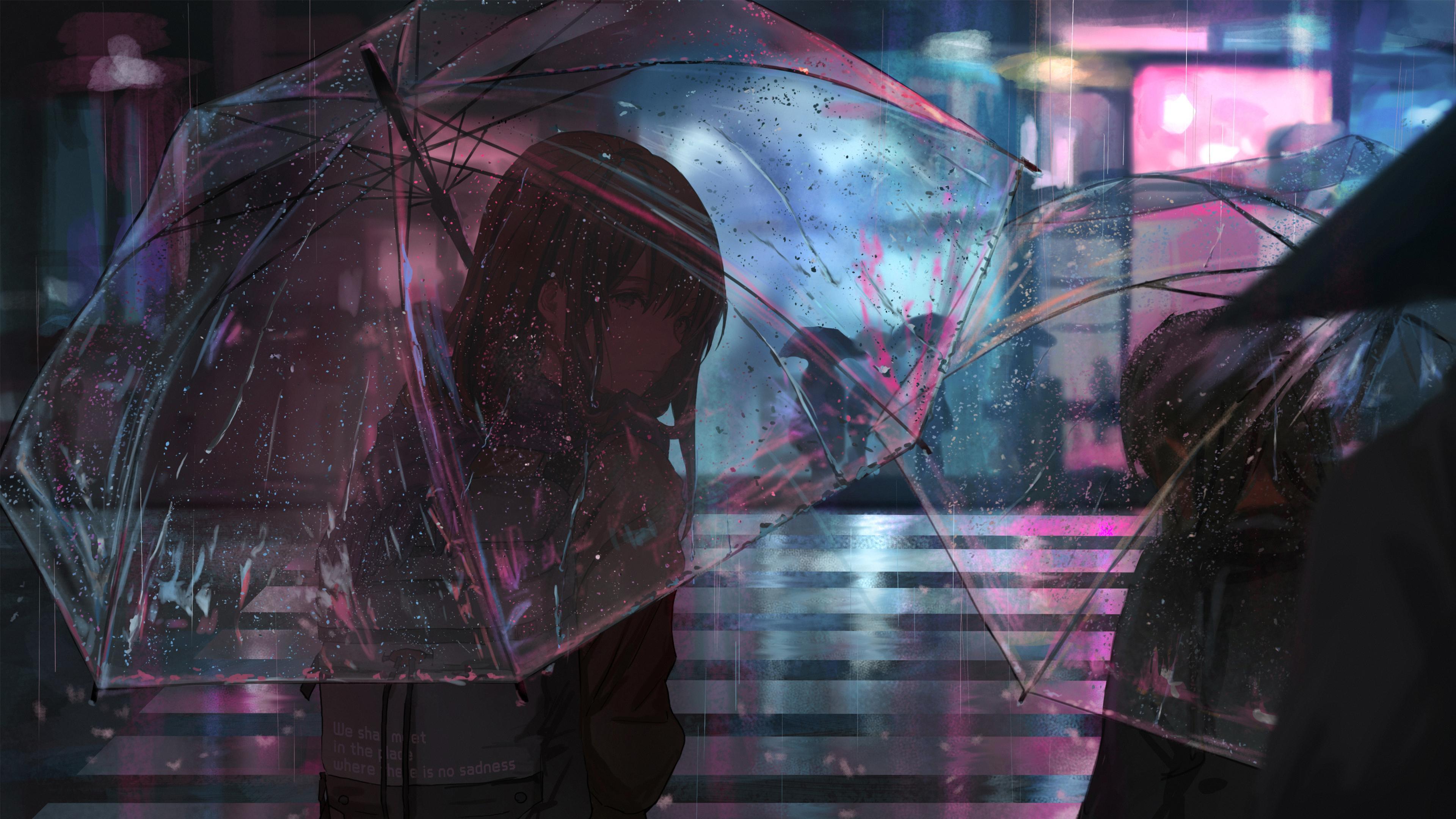 Anime Rain Girl Umbrella Wallpapers