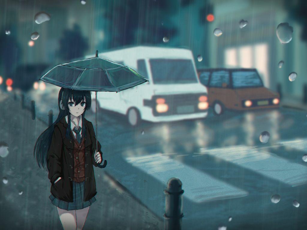 Anime Rain Girl Umbrella Wallpapers