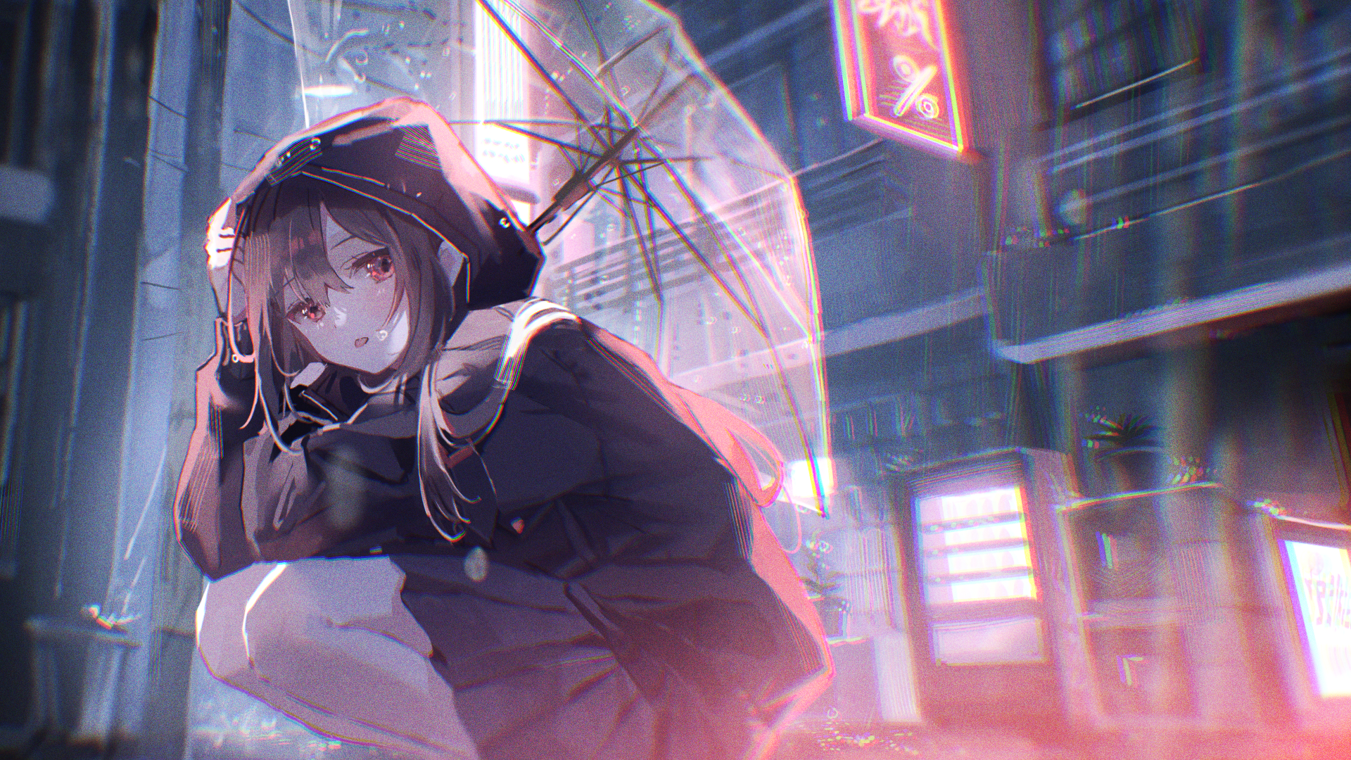 Anime Rain Girl Umbrella Wallpapers