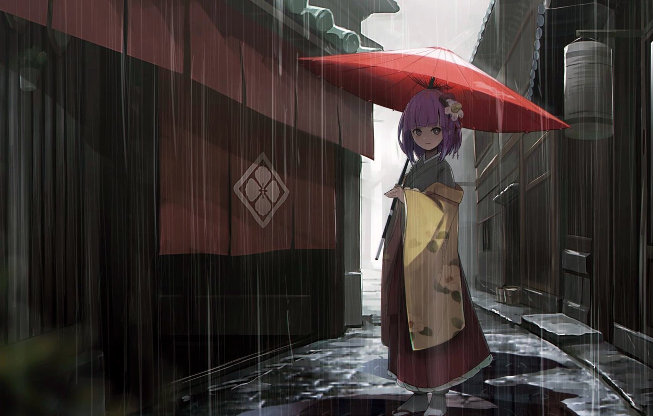 Anime Rain Girl Umbrella Wallpapers