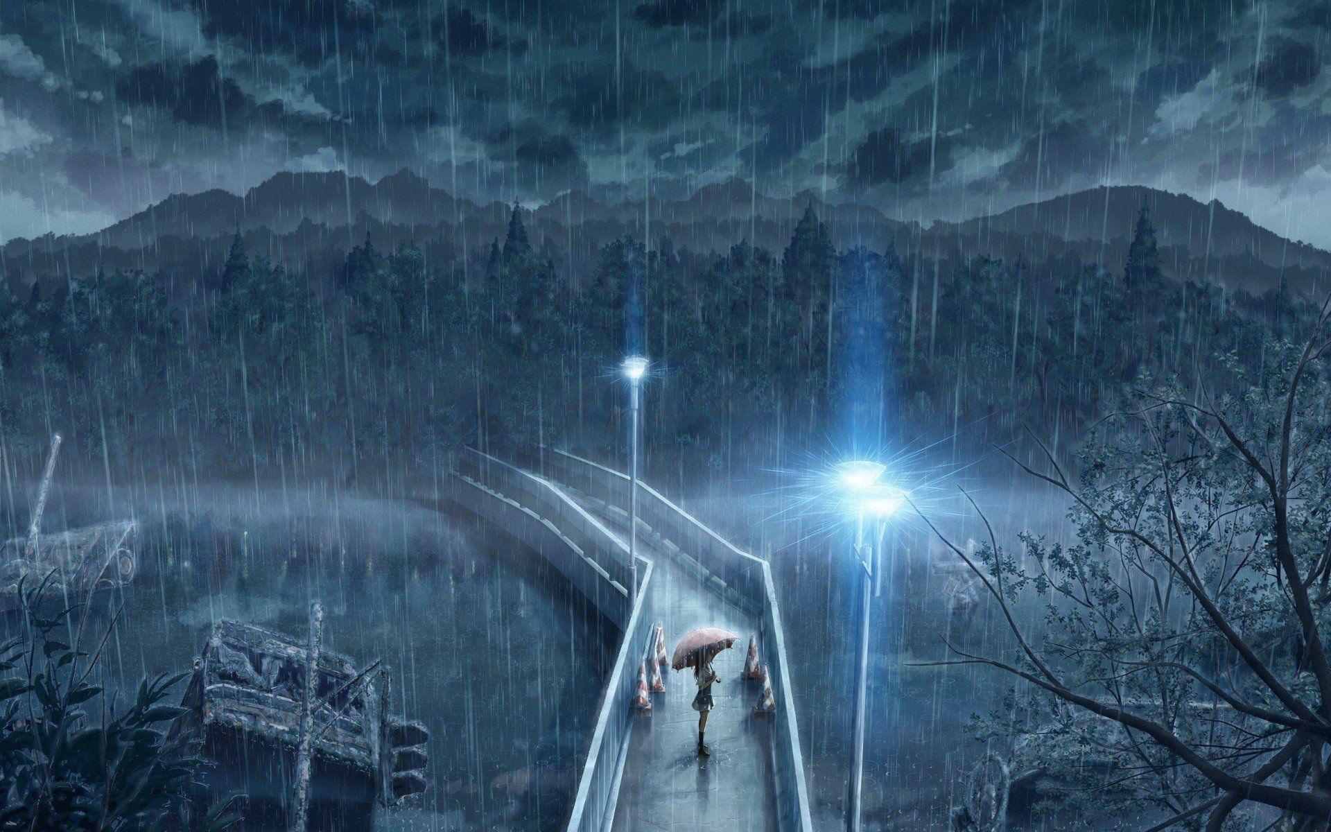 Anime Rain Scenery Wallpapers