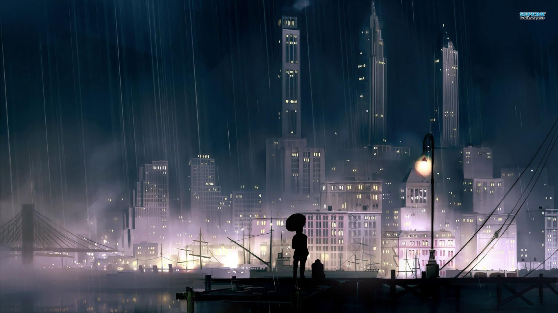 Anime Rain Scenery Wallpapers