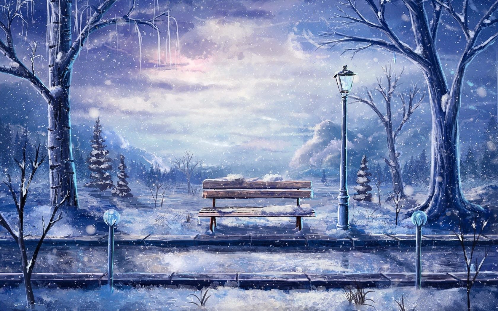 Anime Snow Scenery Wallpapers