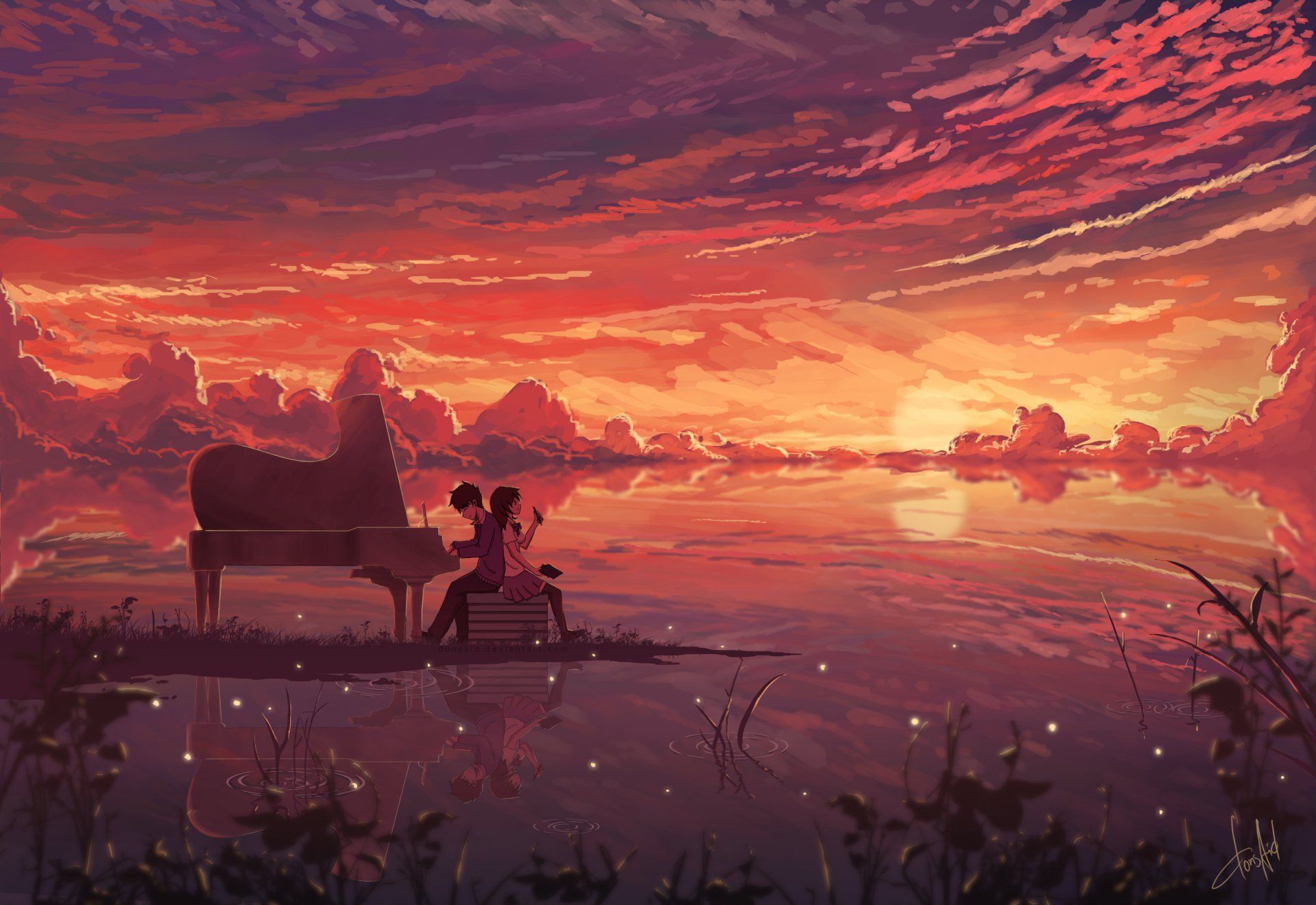 Anime Sunset Original Art Wallpapers