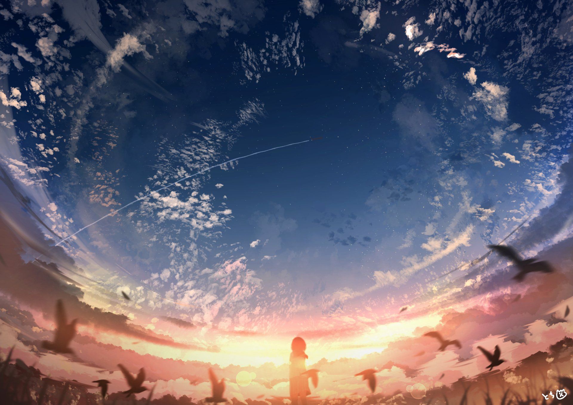 Anime Sunset Original Art Wallpapers