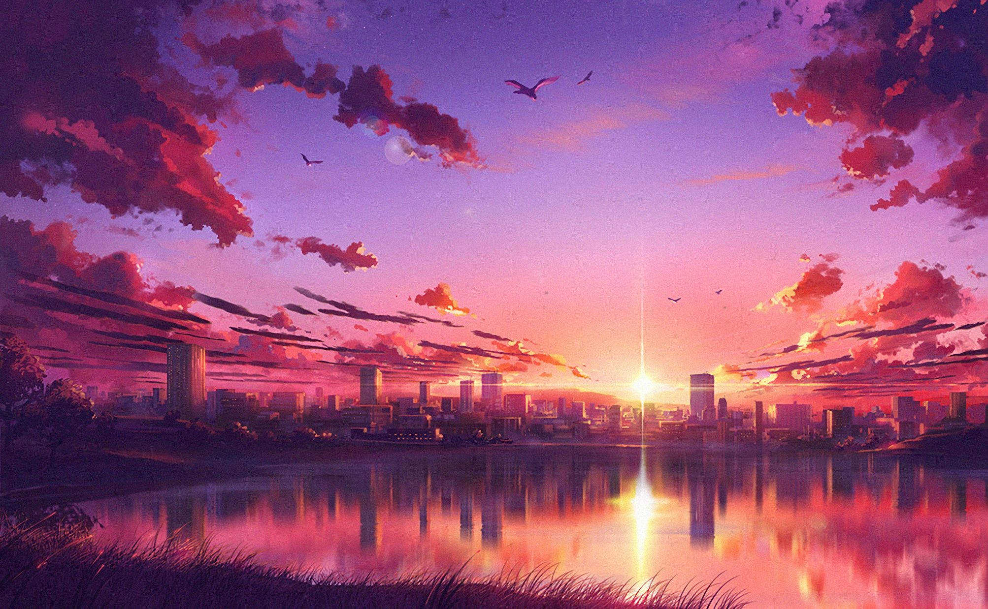 Anime Sunset Original Art Wallpapers