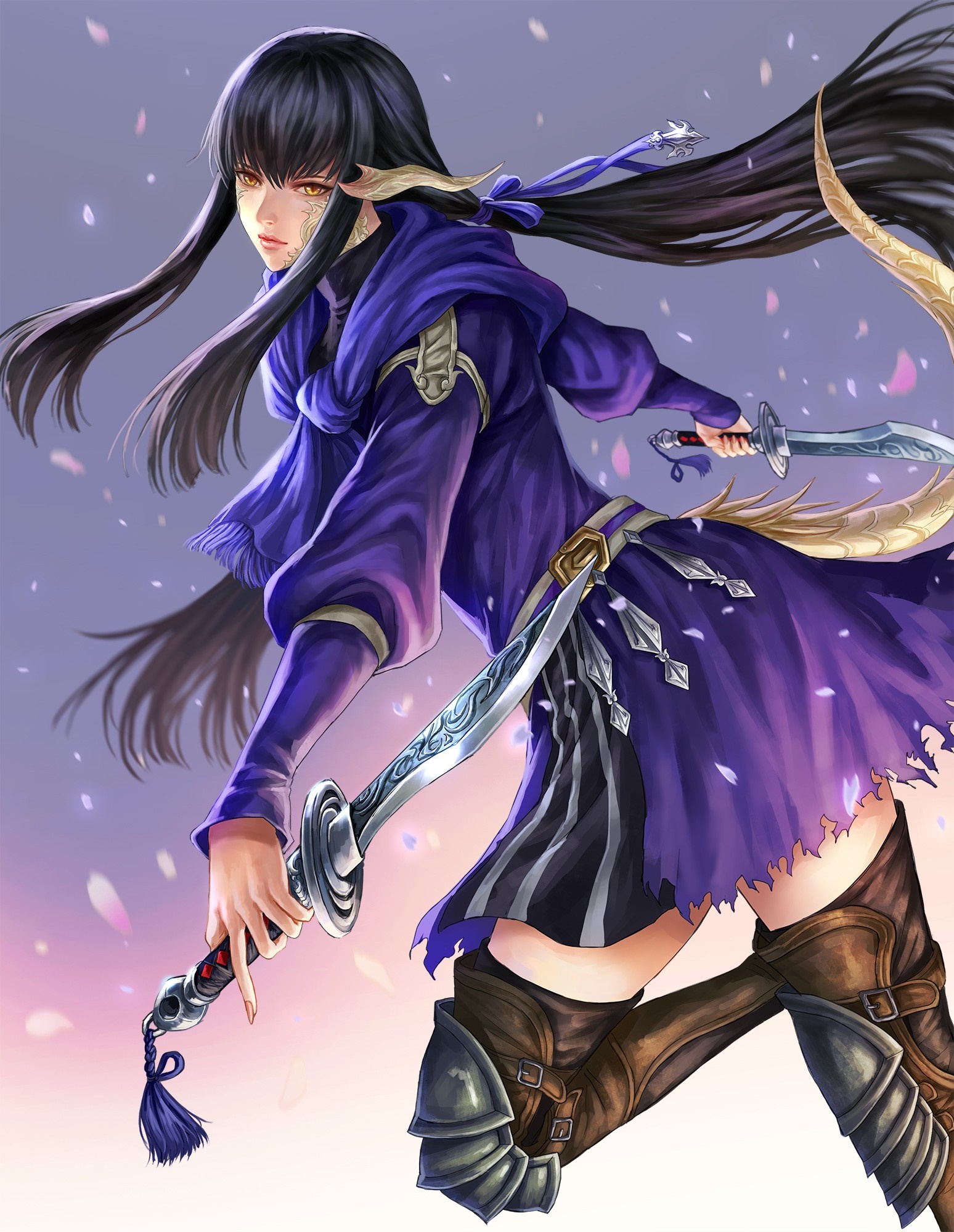 Anime Warrior Long Hair Girl Wallpapers