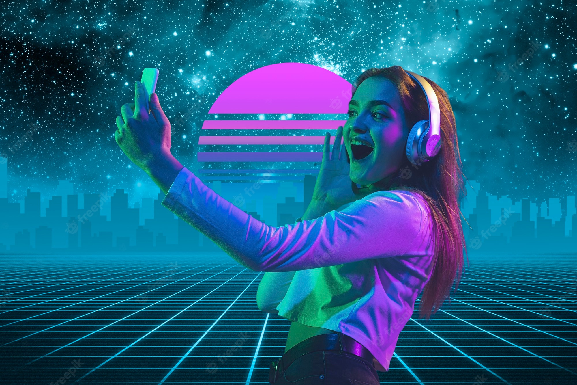 Girl And Synth Retro Wave Wallpapers