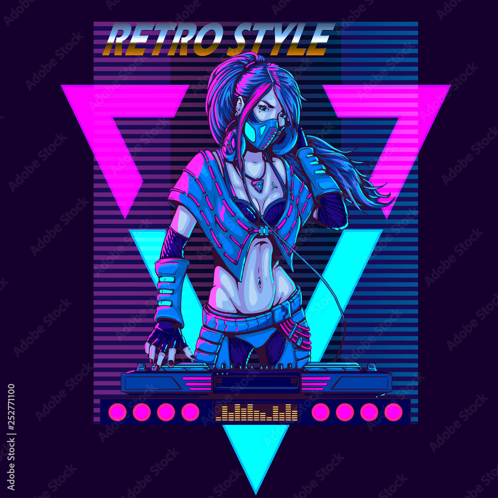 Girl And Synth Retro Wave Wallpapers