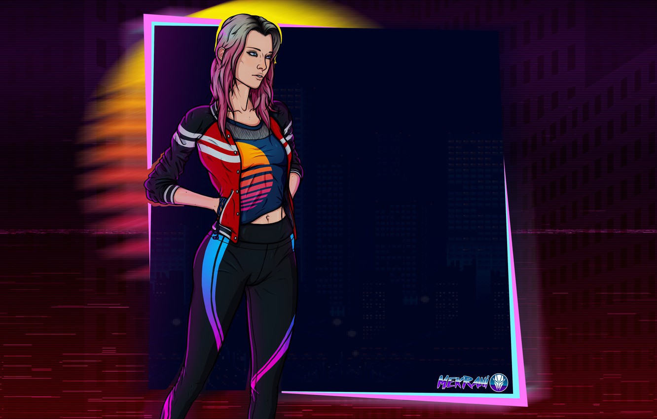 Girl And Synth Retro Wave Wallpapers