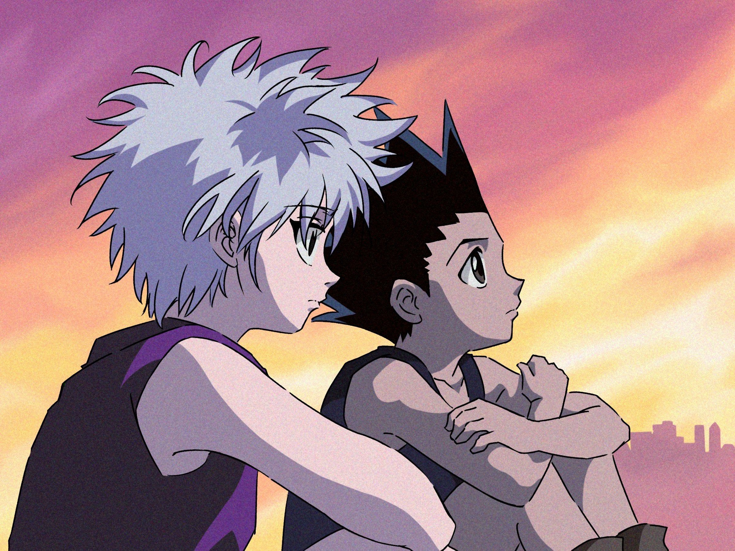 Gon And Killua Walking At A Beautiful Sunset Wallpapers