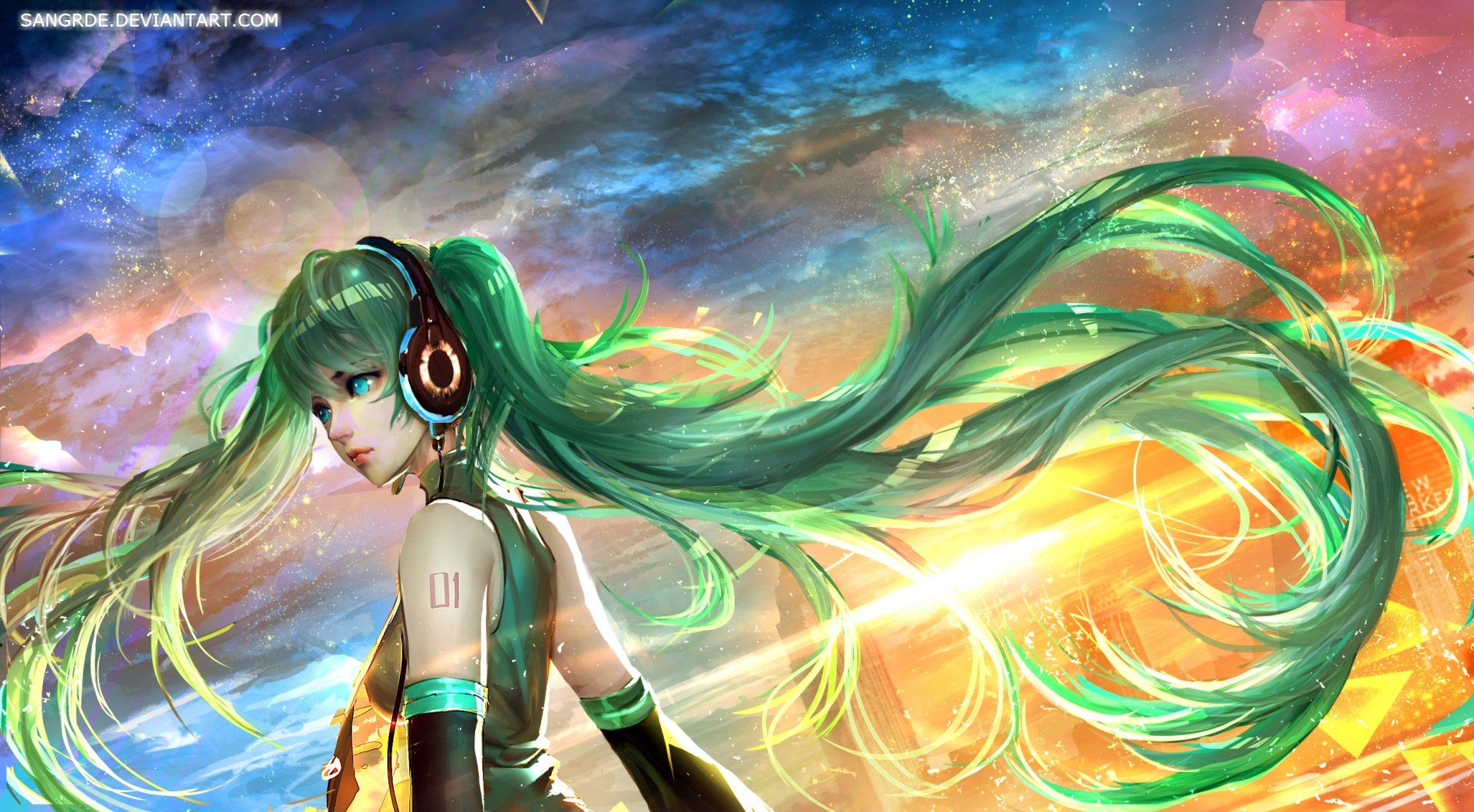 Green Hair Hatsune Miku Vocaloid Wallpapers