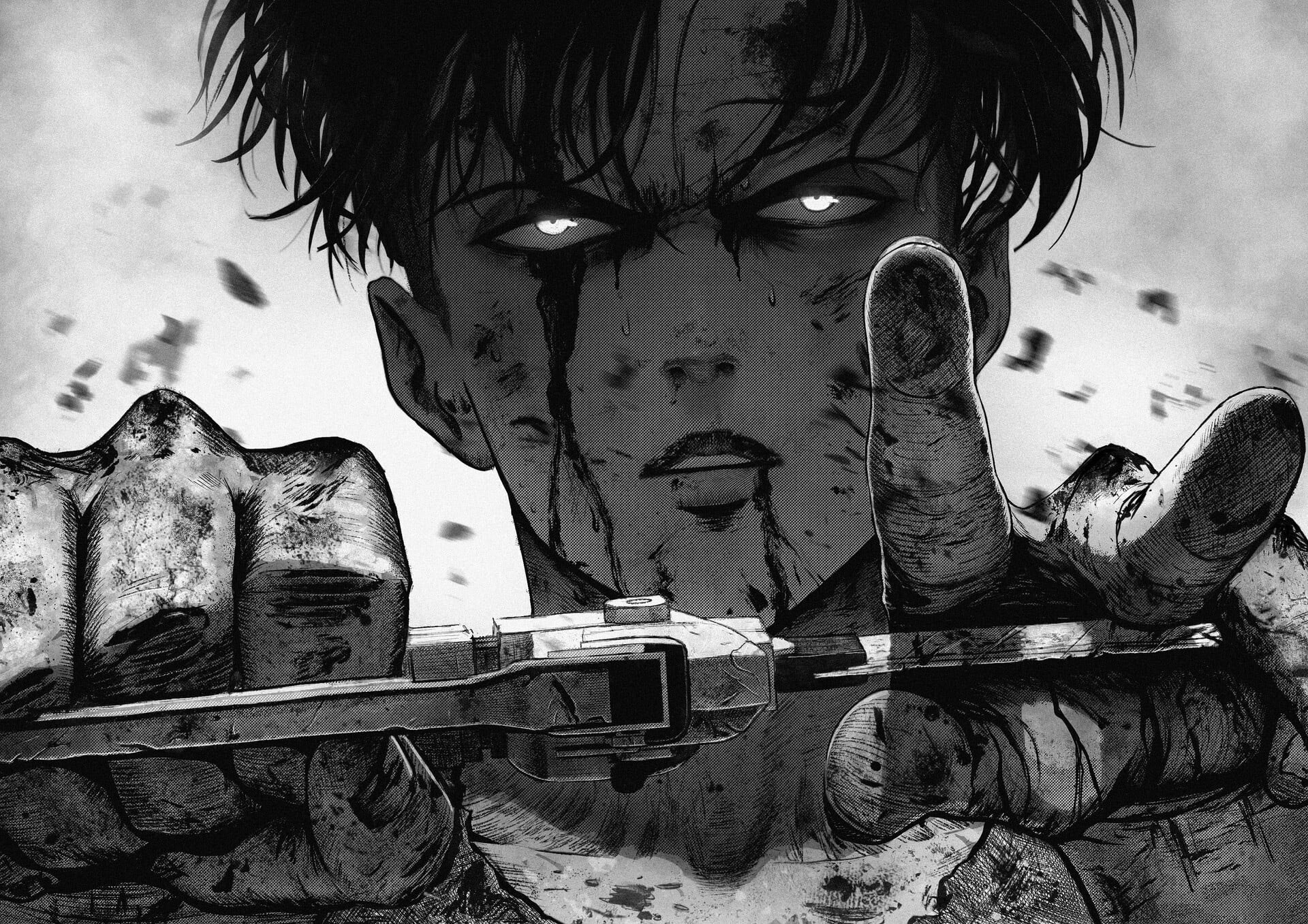 Levi Ackerman Monochrome Wallpapers