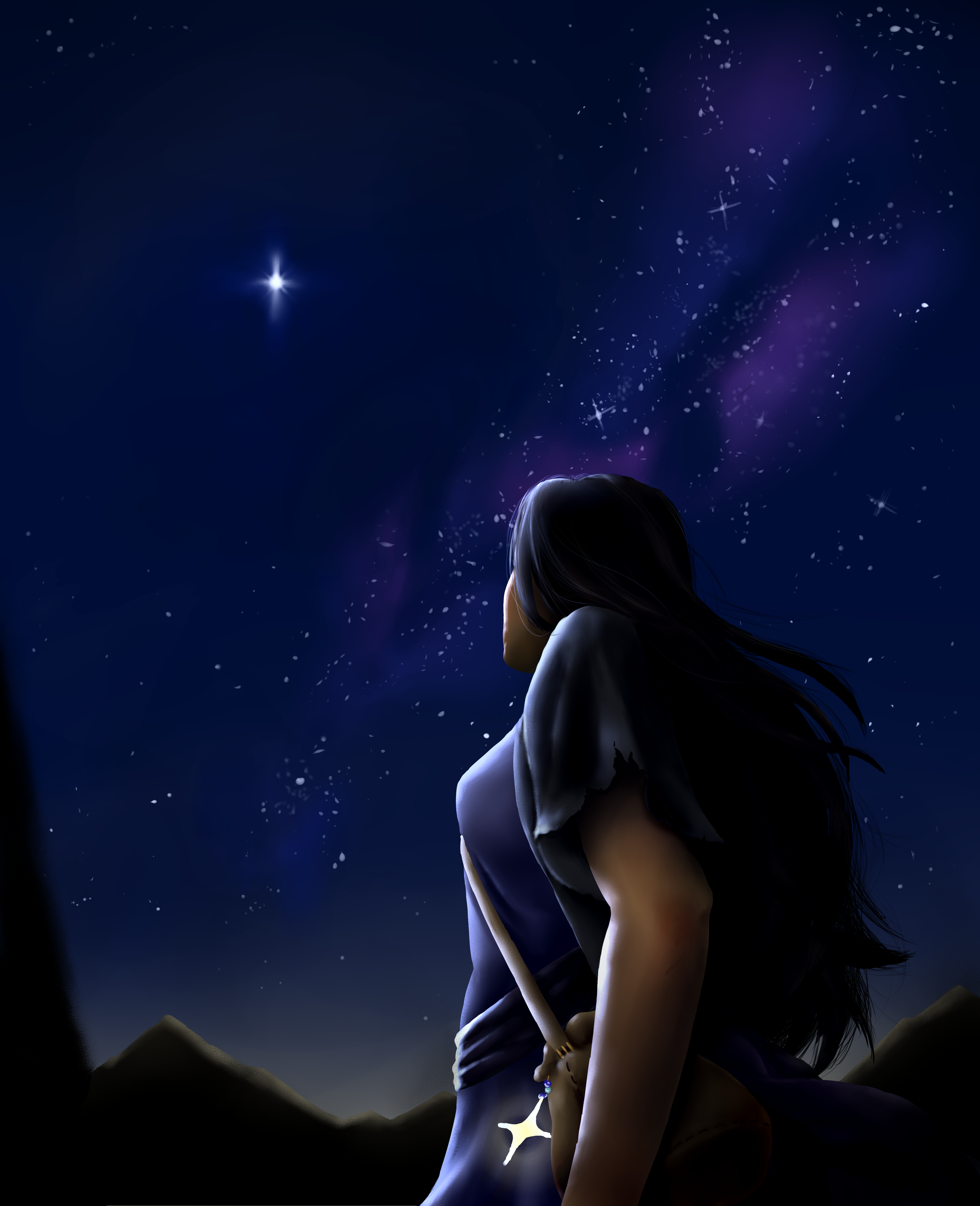 Lonely Girl Starring Shooting Star Wallpapers