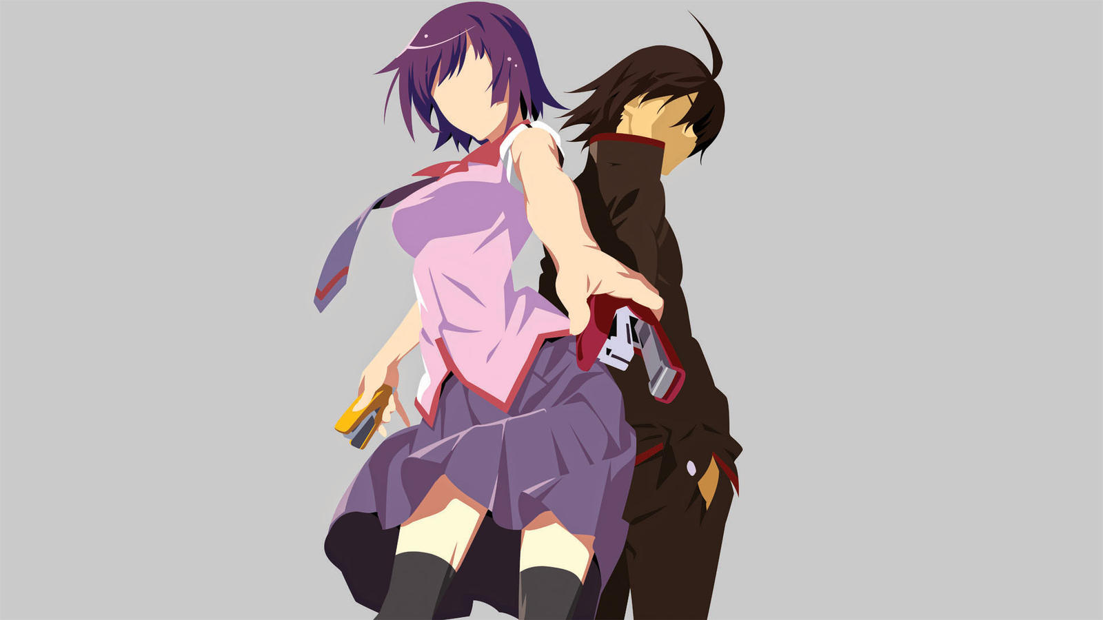 Monogatari Series Araragi Koyomi And Senjougahara Hitagi Wallpapers