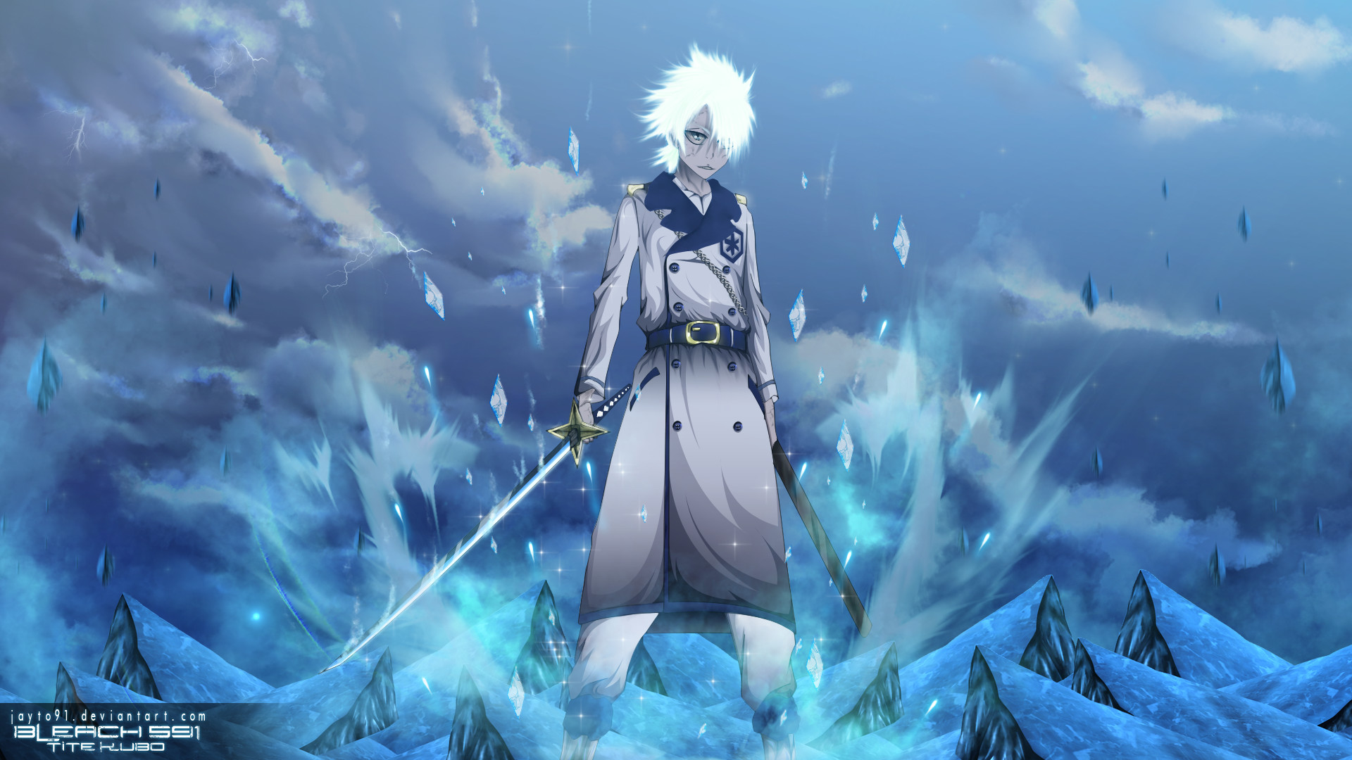 Toushirou Hitsugaya Standing In Moon Night Wallpapers