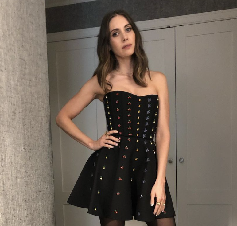Alison Brie Cute In Black Dress Wallpapers