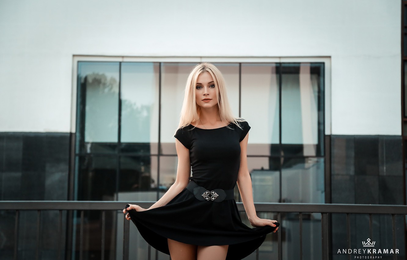 Blonde Girl In Black Dress Wallpapers