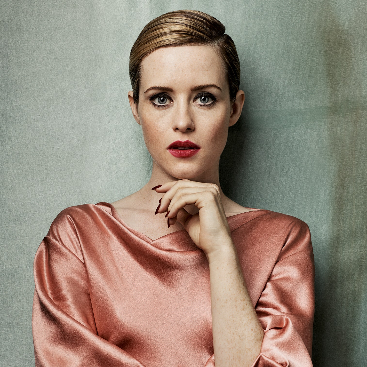 Claire Foy Portrait In Red Wallpapers
