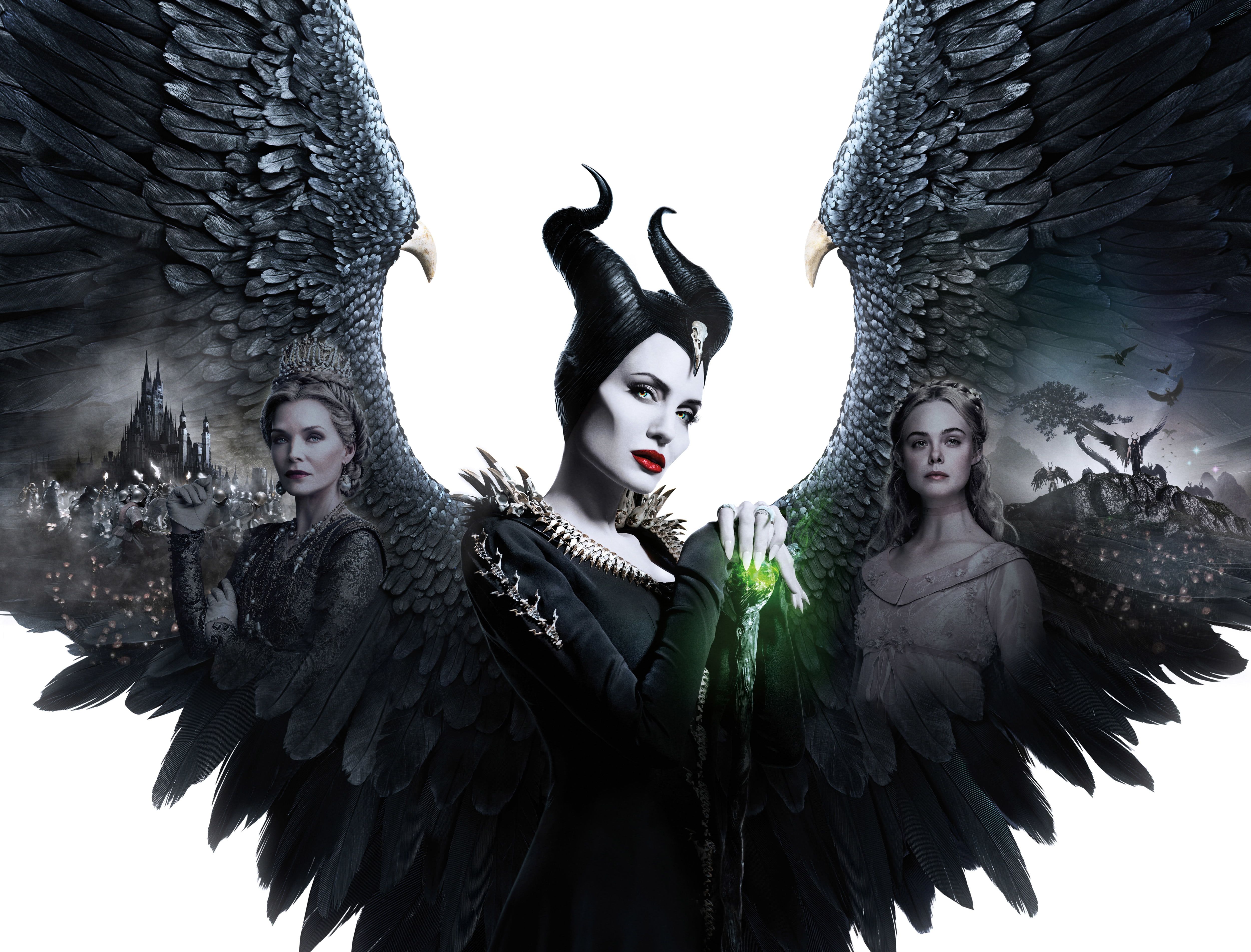 Elle Fanning As Maleficent Cosplay with Angelina Jolie Wallpapers