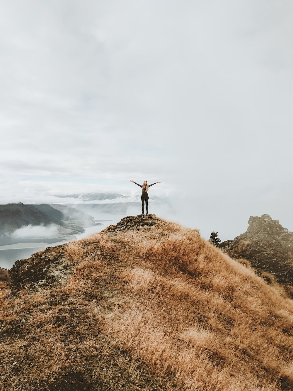 Girl At Tip Of Mountain Wallpapers