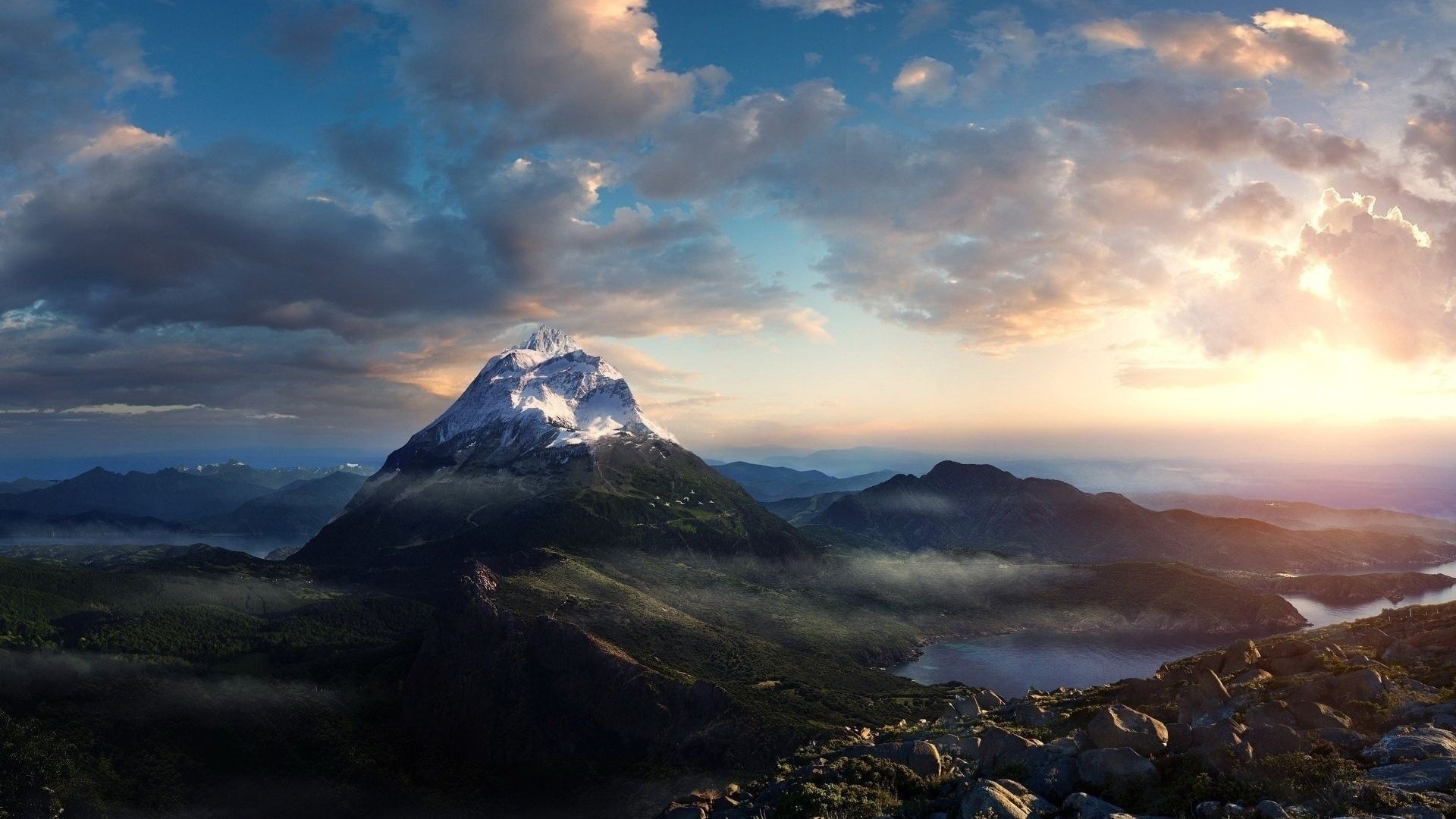 Girl At Tip Of Mountain Wallpapers