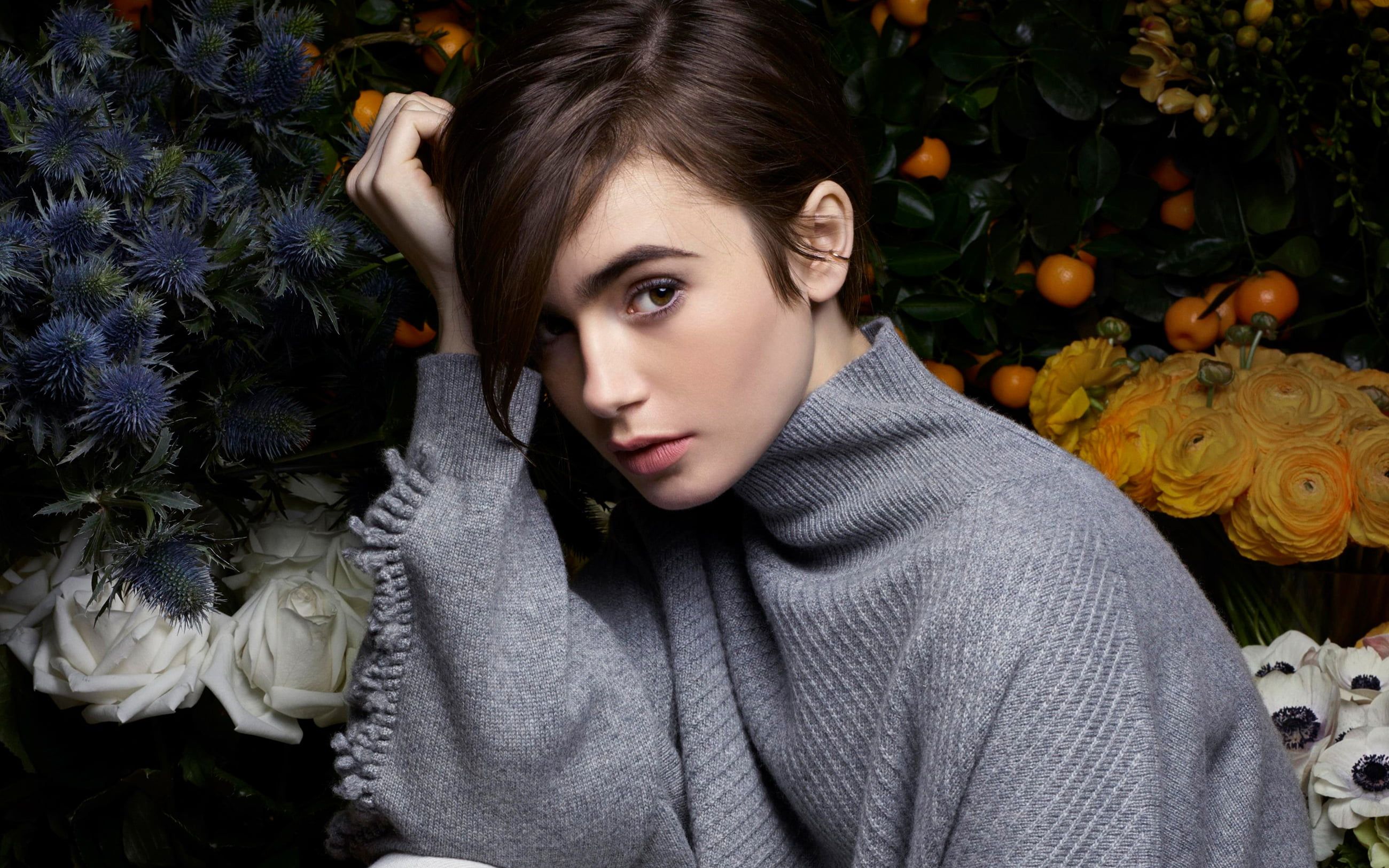 Lily Collins Short Hair Wallpapers