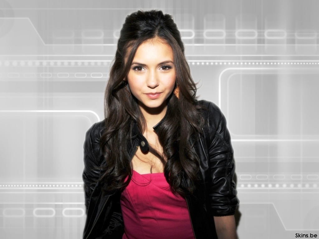 Nina Dobrev Red Leather Jacket Wallpapers