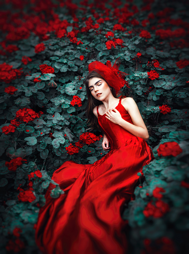 Ronny Garcia Model Covered In Red Flowers Wallpapers