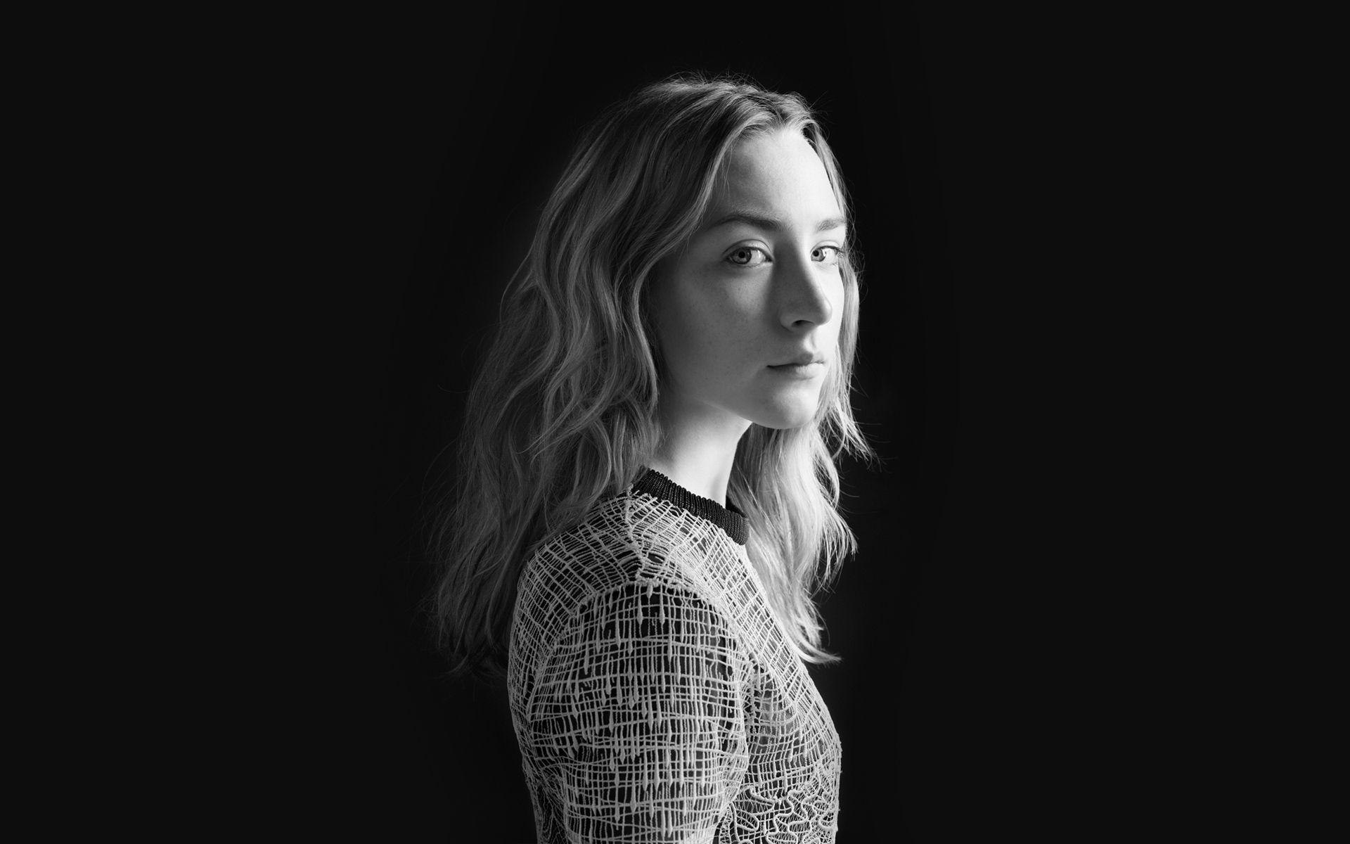 Saoirse Ronan Black And White Portrait Wallpapers