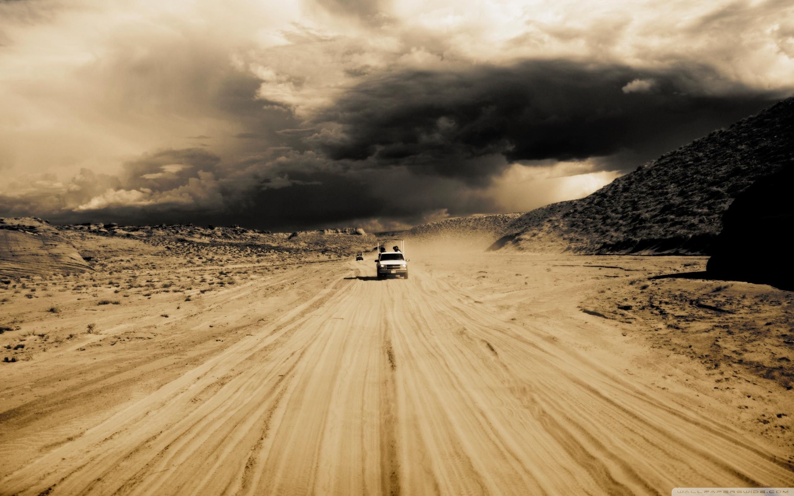 Car Running In Desert Wallpapers