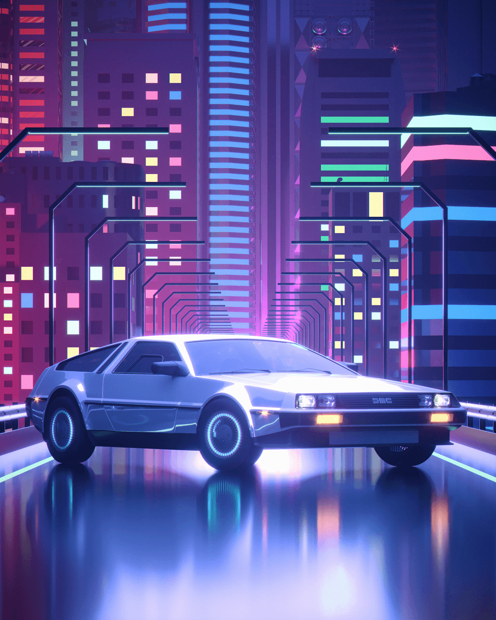 Retrowave Delorean Wallpapers