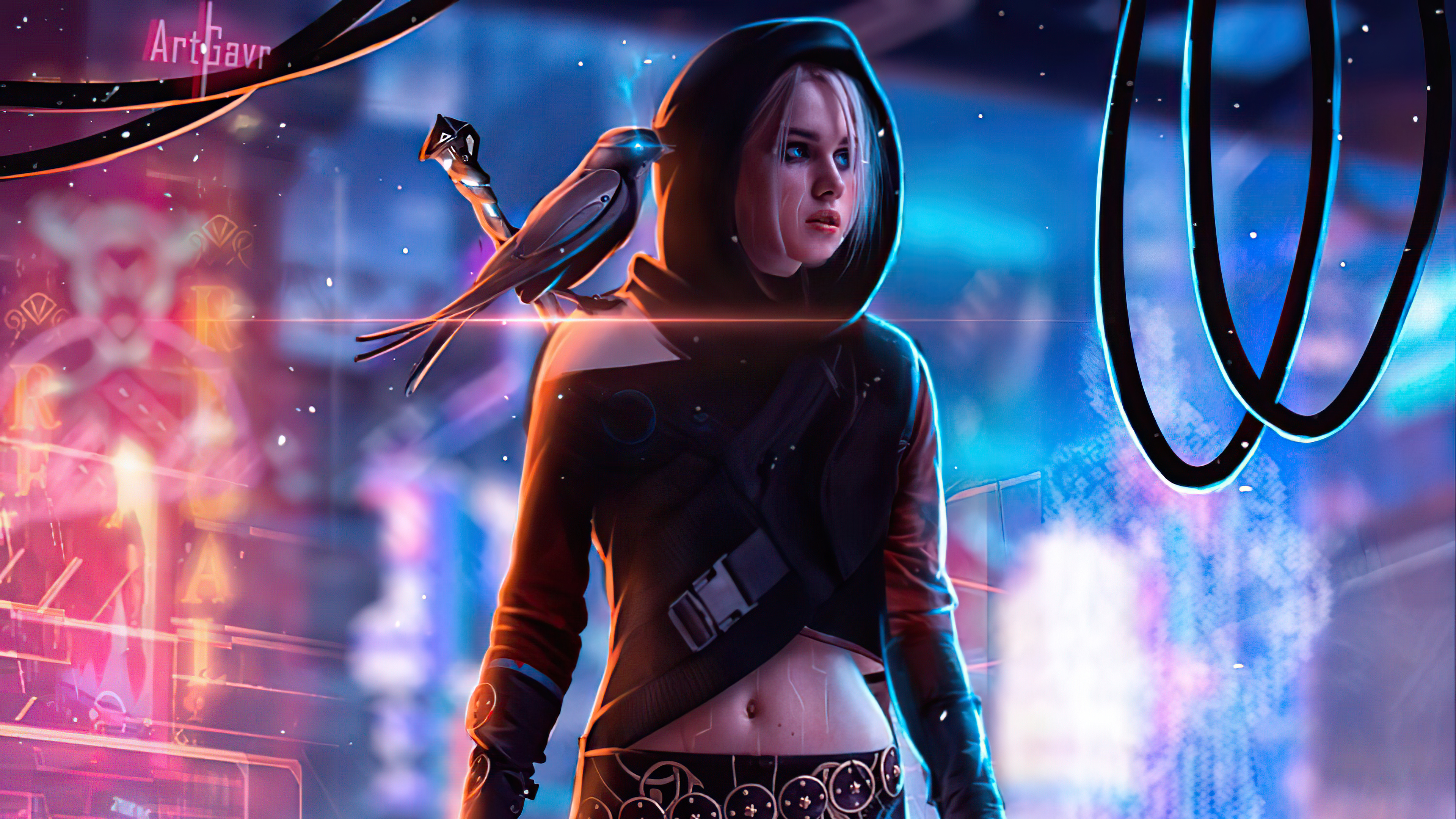 Ciri Witcher x Cyberpunk 2077 Wallpapers