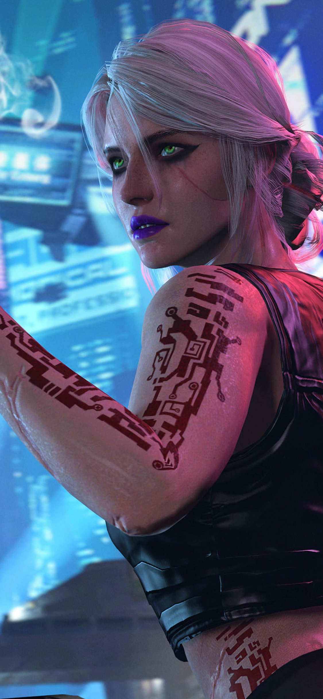 Ciri Witcher x Cyberpunk 2077 Wallpapers