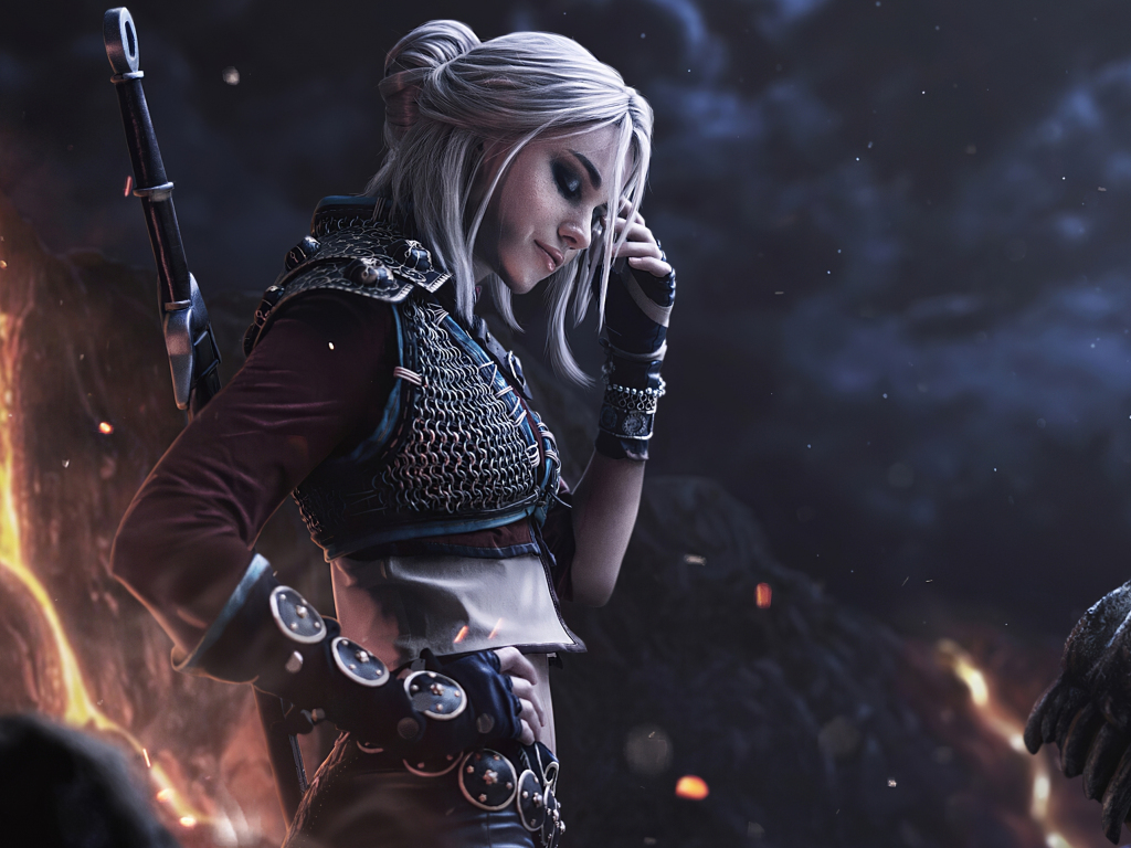 Ciri Witcher x Cyberpunk 2077 Wallpapers