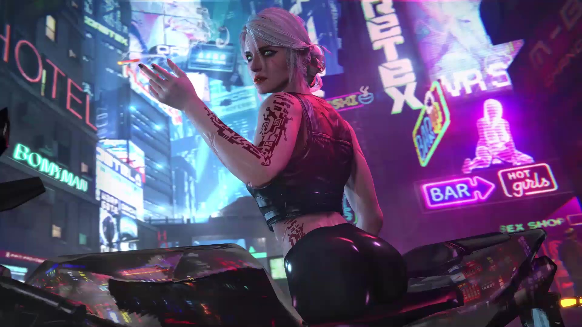 Ciri Witcher x Cyberpunk 2077 Wallpapers