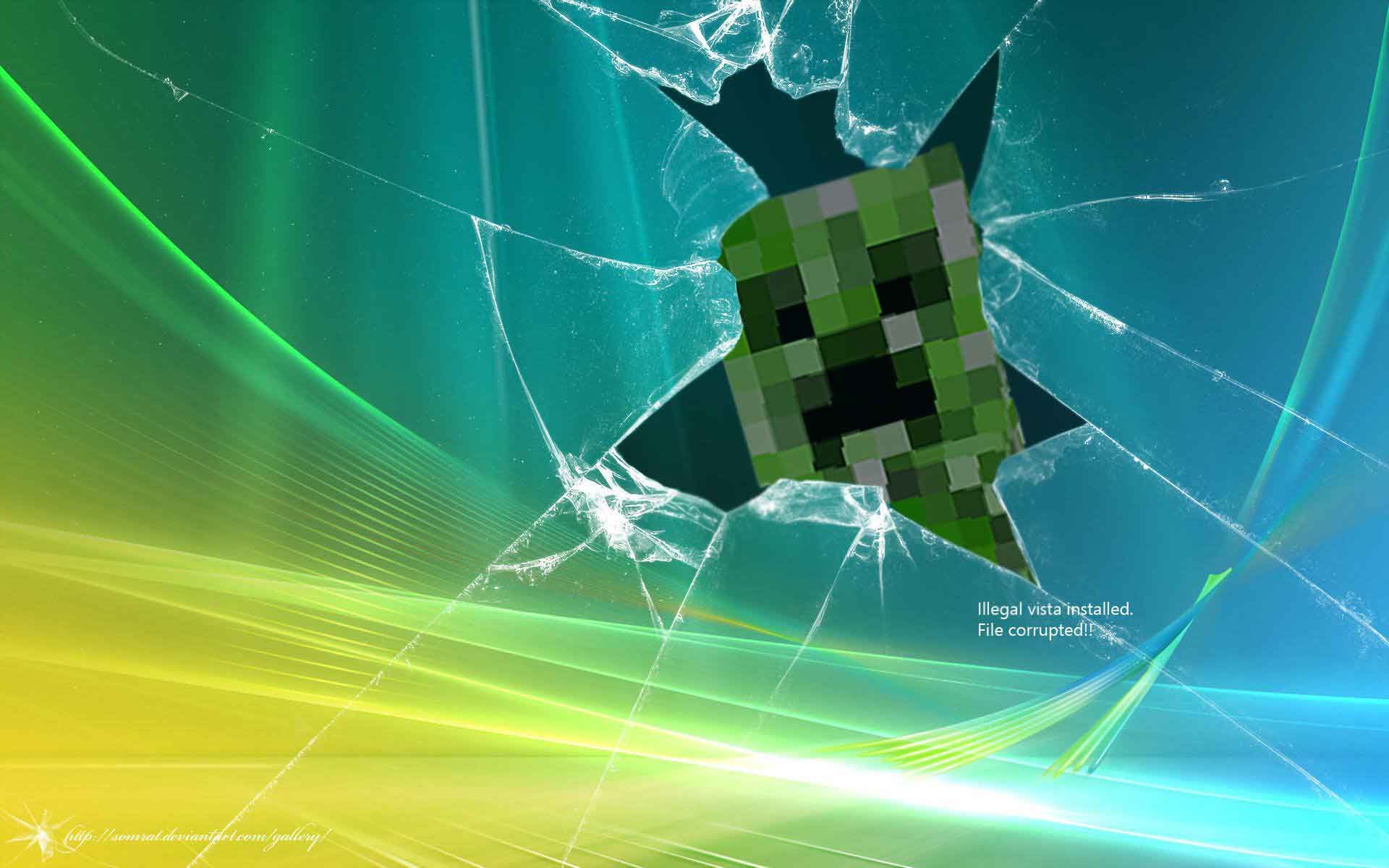 minecraft creeper glass brokenWallpapers