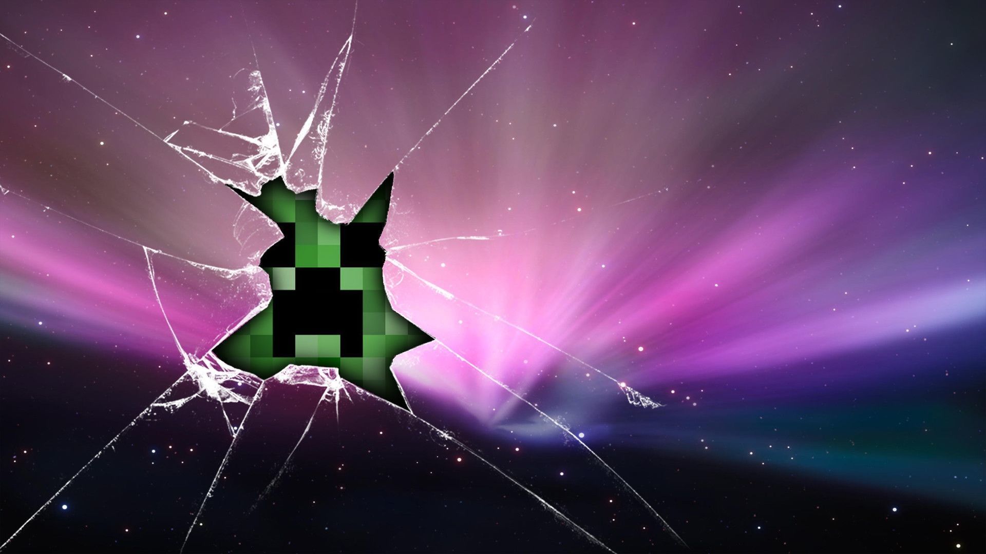 minecraft creeper glass brokenWallpapers