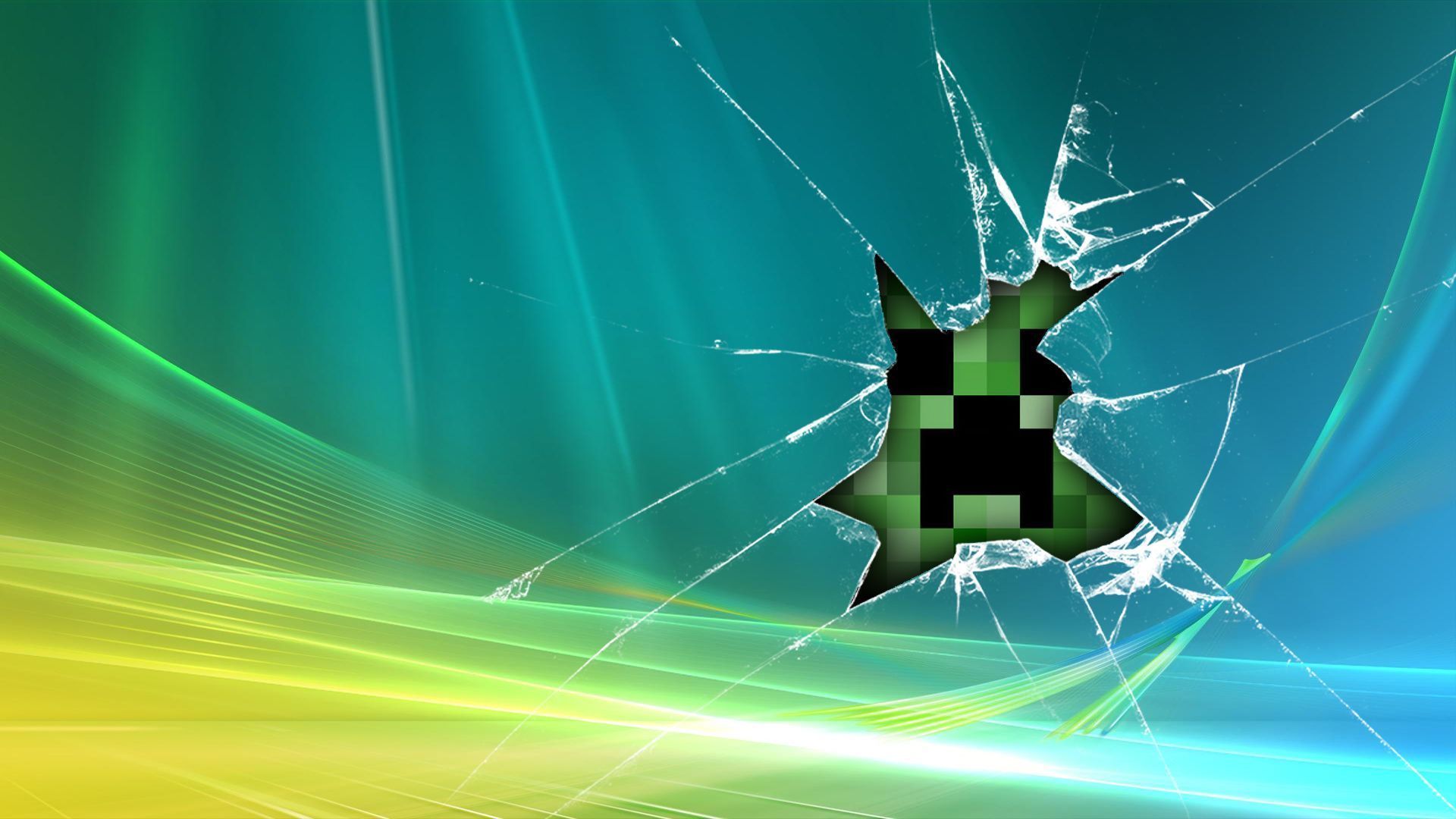 minecraft creeper glass brokenWallpapers