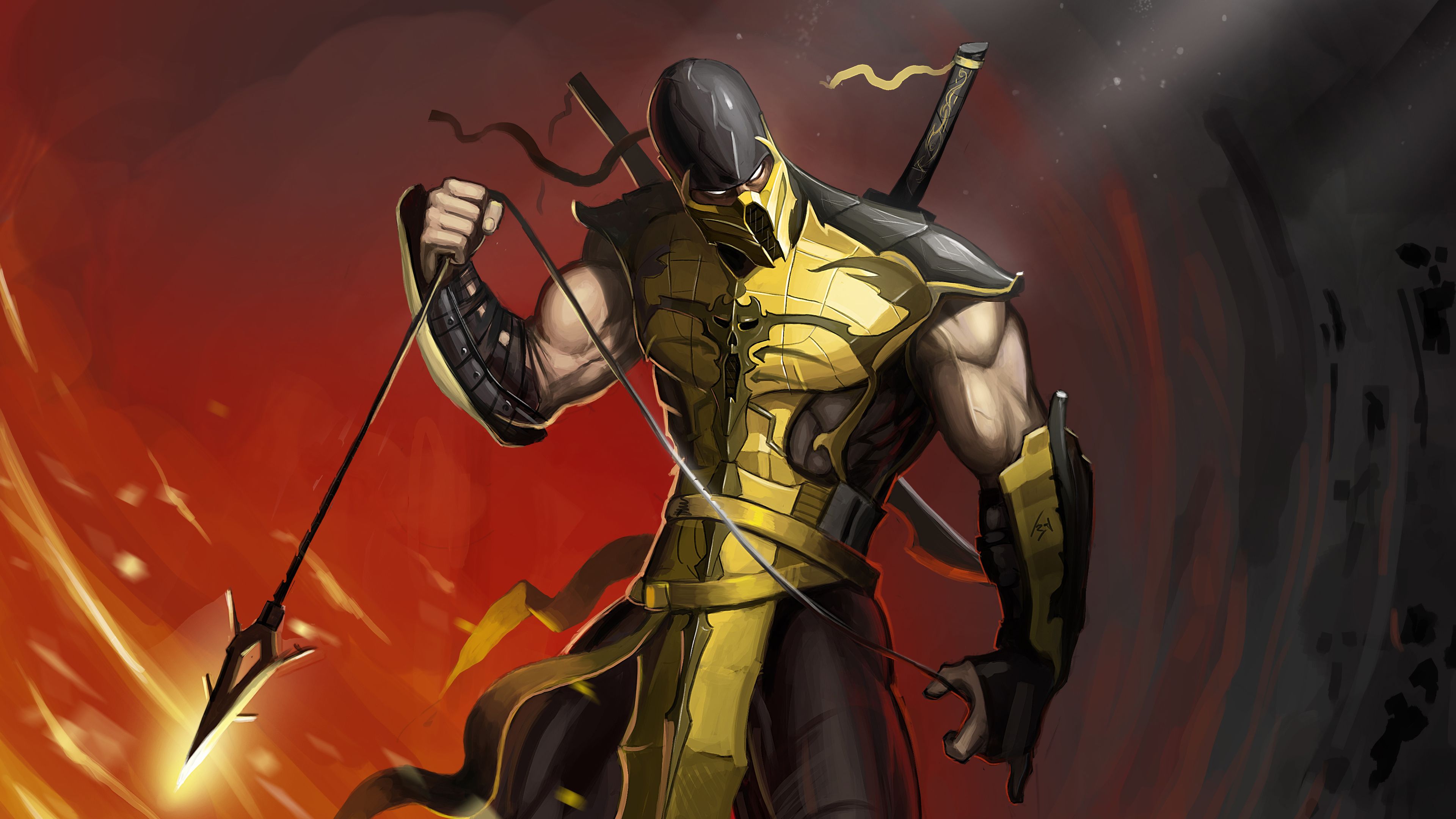 mortal kombat scorpion 4k desktopWallpapers