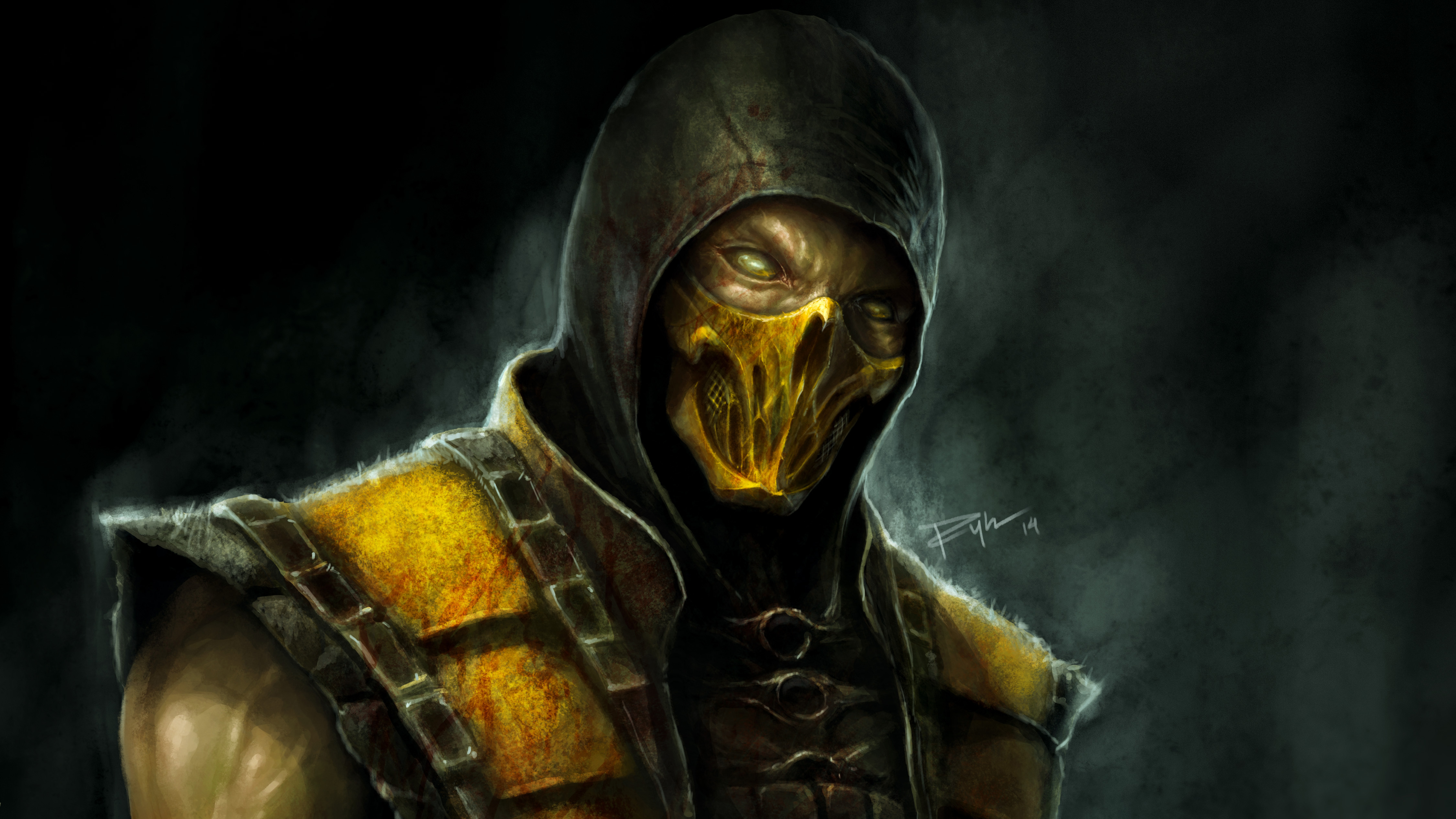 mortal kombat scorpion 4k desktopWallpapers