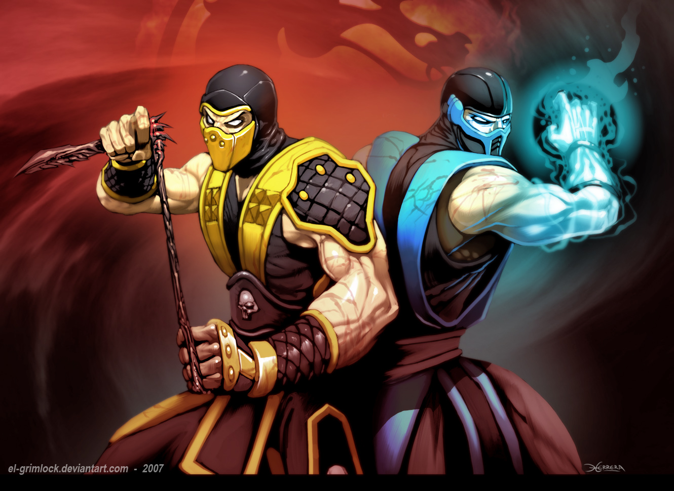 mortal kombat scorpion vs sub zero  Wallpapers