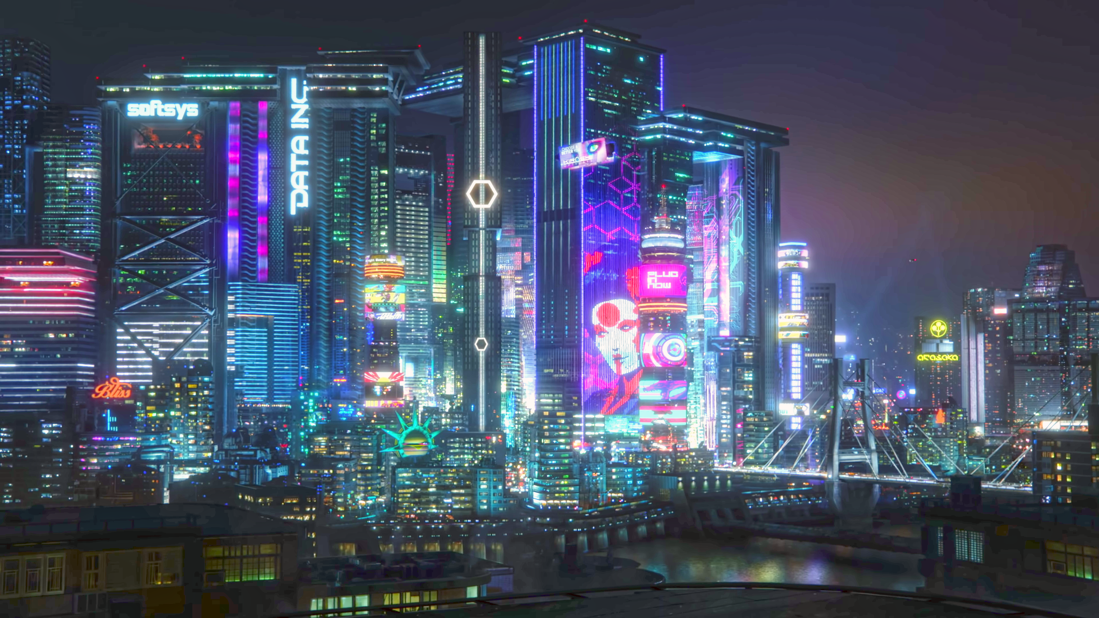 Neon Welcome To Night City Cyberpunk 2077 Wallpapers